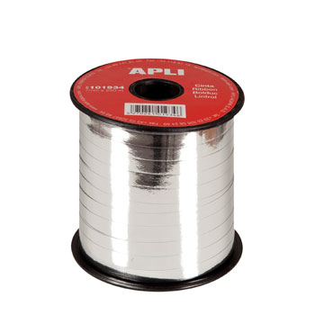 Cinta regalo metalizado plata 7mm x 500m Apli 101934