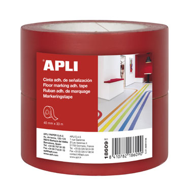 Cinta señalización adhesiva roja 33 m. x 40 mm. Apli 18609