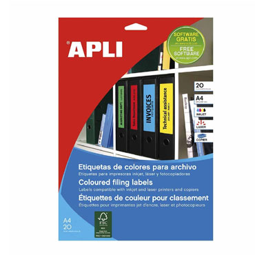 Etiqueta amarillo archivador 190x61 mm. 20HJ Din A-4 (840U) Apli 01374