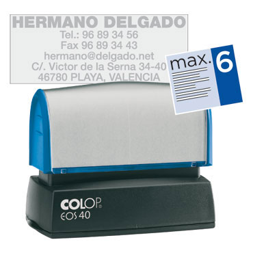 149317 Sello EOS 40 azul. 6 lineas personalizables. 23 x 59 mm. Colop &AZEOS40