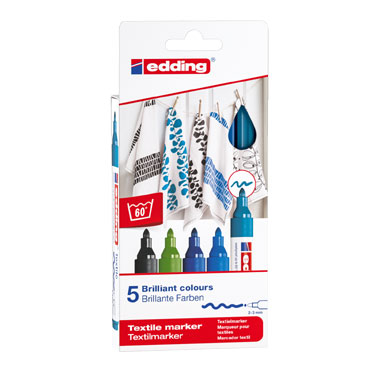 5 marcadores edding Textile colores fríos 4500 4500-5S-099 5 marcadores edding Textile colores fríos 4500 4500-5S-099