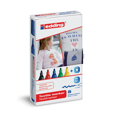 5 marcadores edding Textile 4500 colores básicos 4500-5S 5 marcadores edding Textile 4500 colores básicos 4500-5S