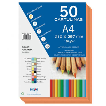 PQ50 cartulinas naranja 180 g/m² Din A-4 Dohe 30096