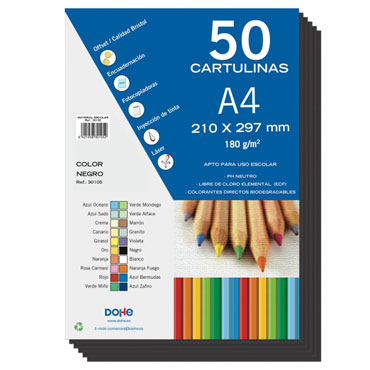 PQ50 cartulinas negra 180 g/m² Din A-4 Dohe 30105