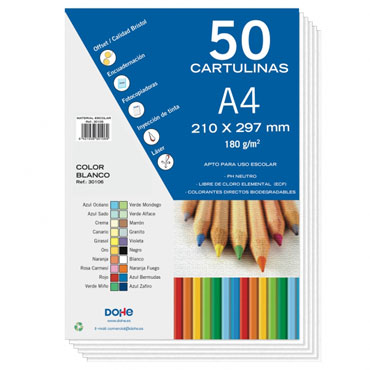 PQ50 cartulinas blanca 180 g/m² Din A-4 Dohe 30106