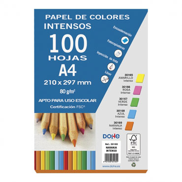 100 hojas papel naranja intenso 80 g/m² Din A-4 Dohe 30169