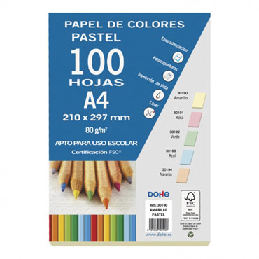 100 hojas papel amarillo 80 g/m² Din A-4 Dohe 30190