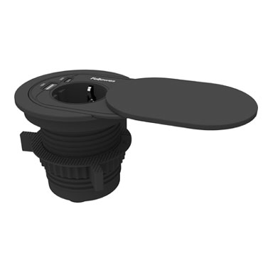 Toma de carga empotrada negra con tapa Fellowes 100137177