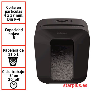 Destructora papel Fellowes LX25 negra uso moderado 4170501