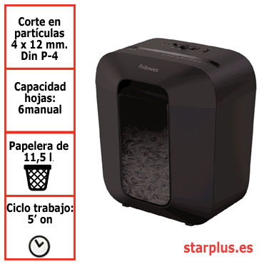 Destructora papel Fellowes LX25M negra microcorte uso moderado 4170601