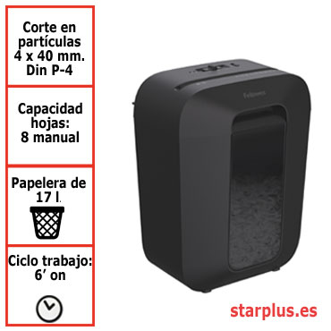 Destructora papel Fellowes LX45 negra uso moderado 4400501