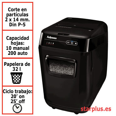 Destructora papel Fellowes Automax 200M automática microcorte 4656301