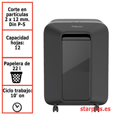 Destructora papel Fellowes LX201 negra uso moderado 5050001