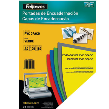 Pack de 100 portadas PVC opaco Verde A4 180 micras