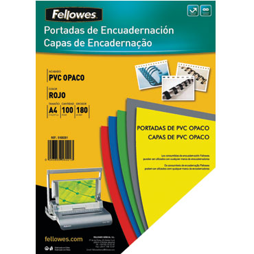 Pack de 100 portadas PVC opaco Rojo A4 180 micras