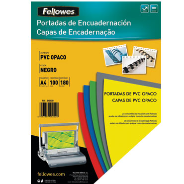 Pack de 100 portadas PVC opaco Negro A4 180 micras