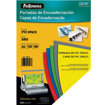 Pack de 100 portadas PVC opaco Gris A4 180 micras