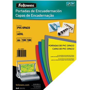 Pack de 100 portadas PVC opaco Azul A4 180 micras