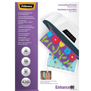 Pack 100 Fundas Plastificar 80 micras Adhesivas A4