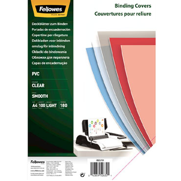 Pack de 100 portadas PVC transparente cristal A4 180 micras