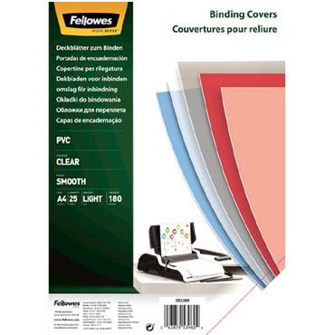 Pack de 25 portadas PVC transparente cristal A4 180 micras