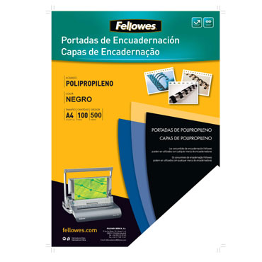 Pack de 100 portadas PP Negro A4 450 micras