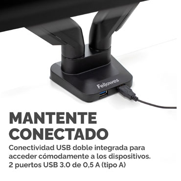 Brazo para monitor doble horizontal Platinum Series Fellowes Negro 8042501