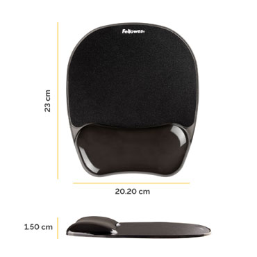 Alfombrilla para Ratón con Reposamuñecas Gel Crystal Fellowes Negro 9112101