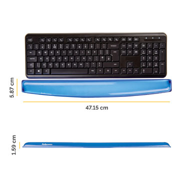 Reposamuñecas Ergonómico para Teclado Fellowes Crystals de Gel Azul 9113709