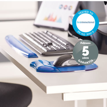 Reposamuñecas Ergonómico para Teclado Fellowes Crystals de Gel Azul 9113709