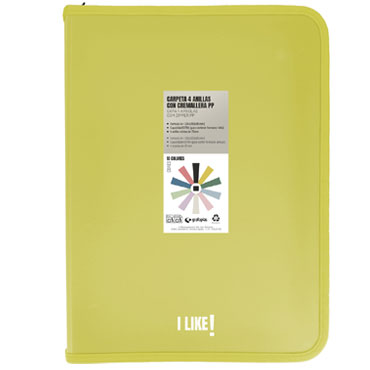 Carpeta anillas con cremallera Like A-4+ amarillo Grafoplás 04802960