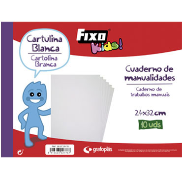 Bloc 10 cartulinas blancas 24x32 cm. Fixo Kids 00072970