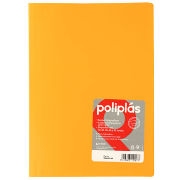 Carpeta 20 fundas Poliplás Folio mandarina Grafoplás 01450055 Carpeta 20 fundas Poliplás Folio mandarina Grafoplás 01450055