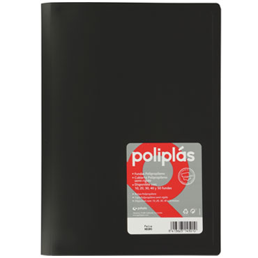 Carpeta 50 fundas Poliplás Folio negra Grafoplás 01460010