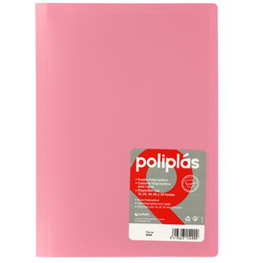 Carpeta 20 fundas Poliplás Folio rosa Grafoplás 01450053 Carpeta 20 fundas Poliplás Folio rosa Grafoplás 01450053