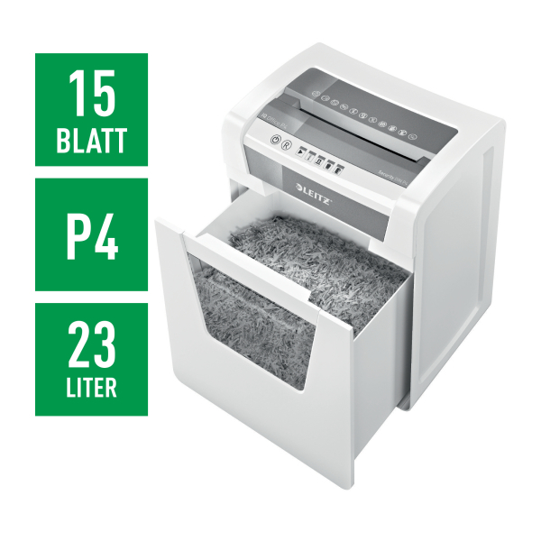 Destructora Leitz IQ Office P4 blanco/plata 80030000