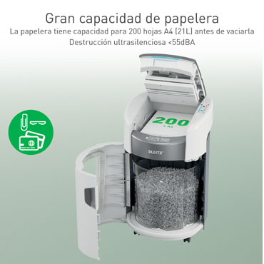 Destructora Leitz IQ Optimax AutoFeed Home Office 200 P4 blanco 880400000