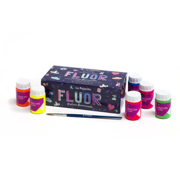 6 botes 35 ml. pintura fluorescente La Pajarita 119397 6 botes 35 ml. pintura fluorescente La Pajarita 119397