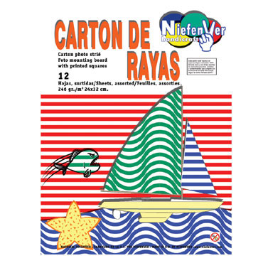 12 cartulinas rayas 24x32 cm. Niefenver 0700129