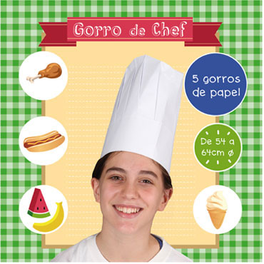 5 gorros Chef estándar Niefenver 1600113 5 gorros Chef estándar Niefenver 1600113