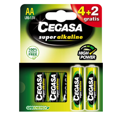 4+2 pilas alcalinas LR6/AA Cegasa