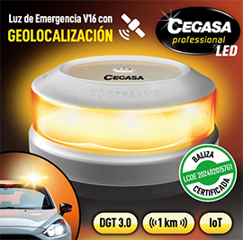 Luz de emergencia V16 con geolocalización Cegasa