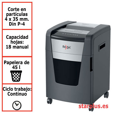 Destructora papel Rexel Momentum Extra XP418+ uso profesional 2021418XEU