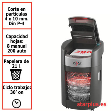 Destructora automática Rexel ShredMax AutoFeed+ 200X P4 2025200XEU