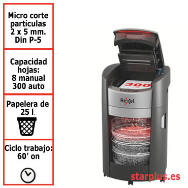 Destructora automática Rexel ShredMax AutoFeed+ 300X P5  2025300MEU