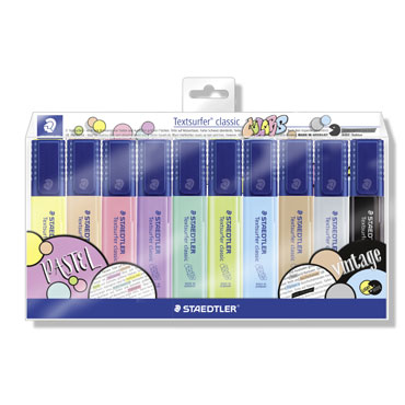 10 marcadores fluorescentes pastel y vintage Staedtler 364CWP10