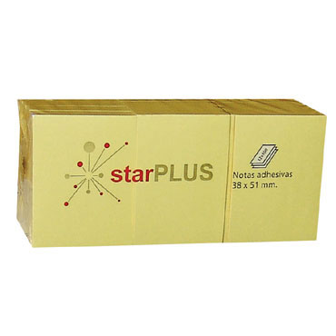 12xBL100 notas amarillas 38x51 mm. 77080160 starPLUS NOTA38