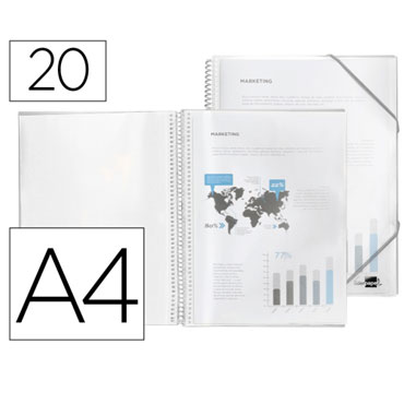 Carpeta 20 fundas espiral A4 transparente Liderpapel 10927