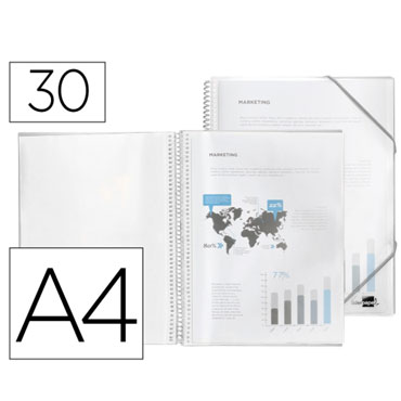 Carpeta 30 fundas espiral A4 transparente Liderpapel 10929