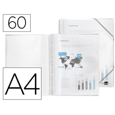 Carpeta 60 fundas espiral A4 transparente Liderpapel 10983